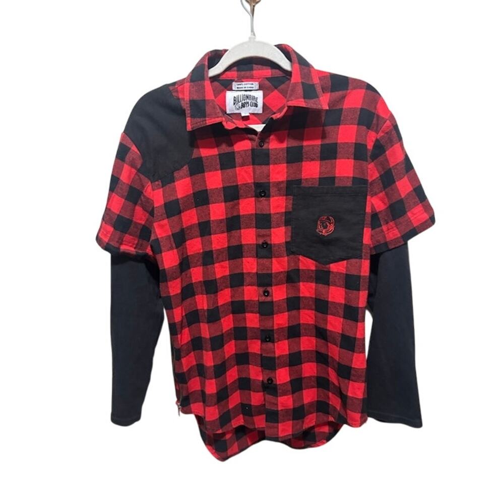 Billionaire Boys Club Buffalo Plaid Red Black Checked Button Up Men's Size Small